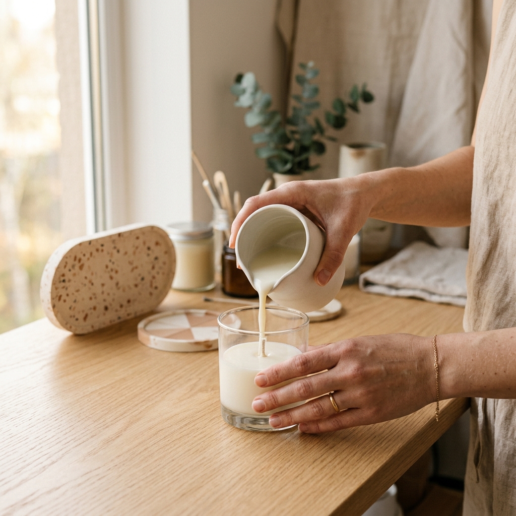 Soy wax candle making studio